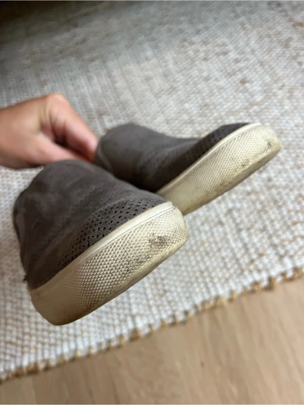 Steve Madden Taupe Perforated Suede Slip-On Loafers